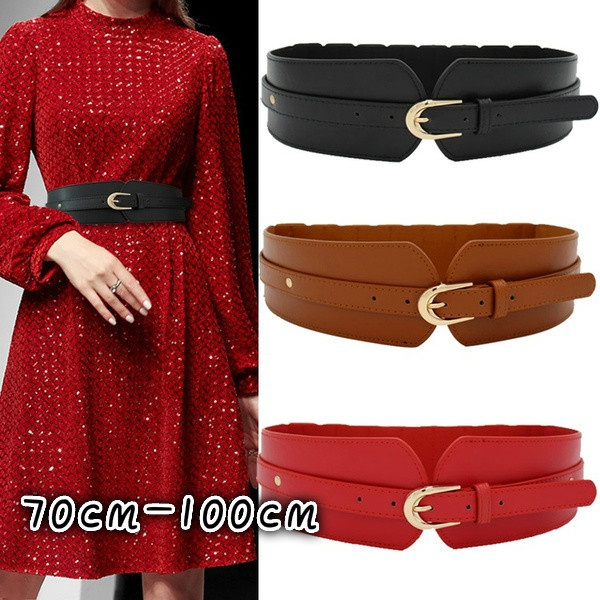 New Leather Wide Waist Belt Women Adjustable Ladies Coat Dress