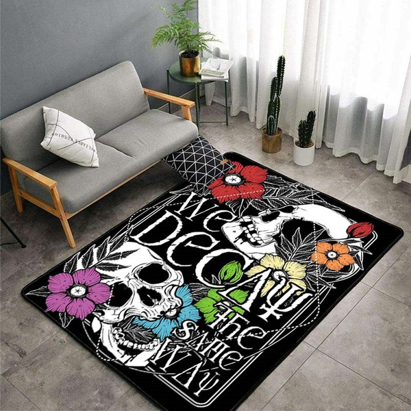 Skull Satanic Goat Inverted Pentagram Wing Demon Version Area Rug ...