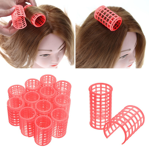 12Pcs/set Multi-Size Plastic Hair Rollers Hair Curlers Self Grip  Hairdressing Clips Curly Hair Style Curling Tools for DIY or Hair Salon  Large Medium Small Curler for Women Ladies | Wish