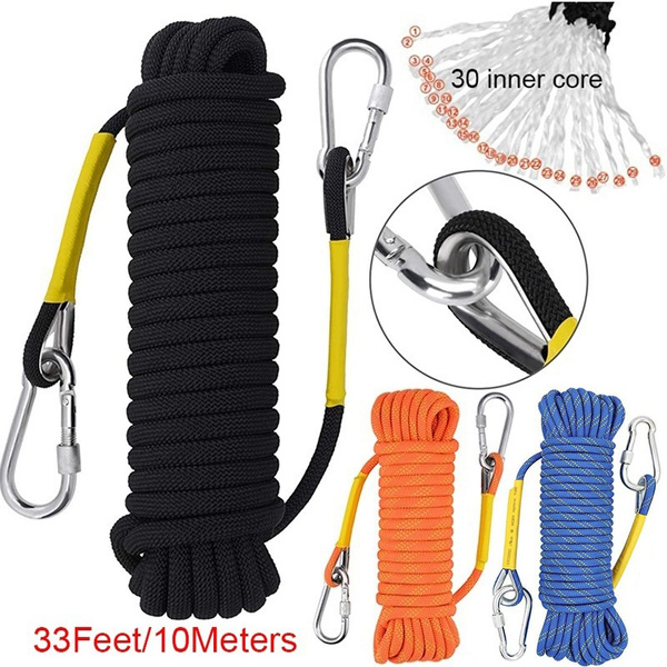 33 feet Outdoor Climbing Rope,High Strength Static Rock Climbing Rope,  Escape Rope Ice Climbing Equipment Fire Rescue Parachute Rope