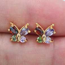 butterfly, cute, gold, Stud Earring