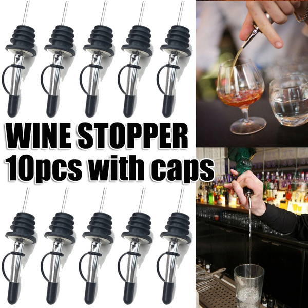 10Pcs Liquor Spirit Pourer Flow Wine Bottle Pour Spout Stopper Stainless Steel 