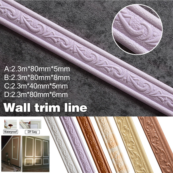 3D Pattern Wall Trim Line Skirting Border Waterproof Self-Adhesive Strip 2.3M