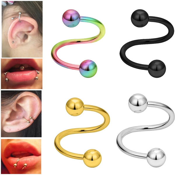 1/3pc Spiral Twist Belly Button Rings Ear Cartilage Helix Tragus Piercing  Nose Ring Lip Eyebrow Piercing Body Jewelry