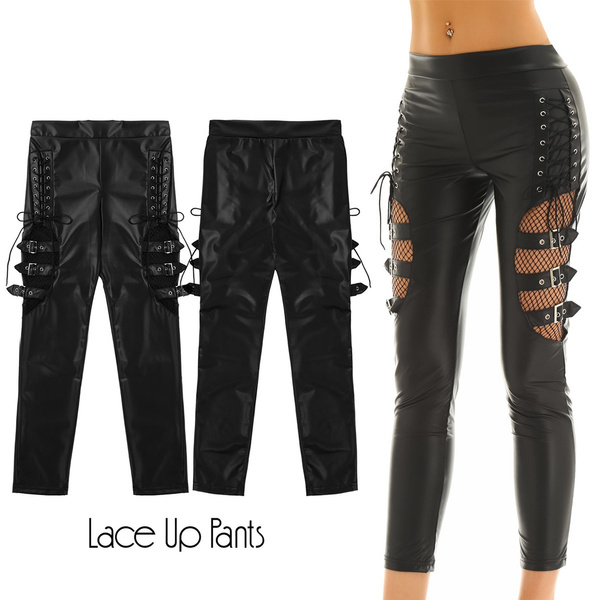 Gothic stretch pants with studs & buckles