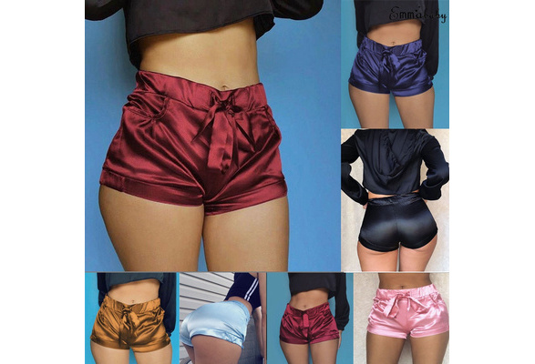Soft Pink Silk Satin Shorts Women Sexy 