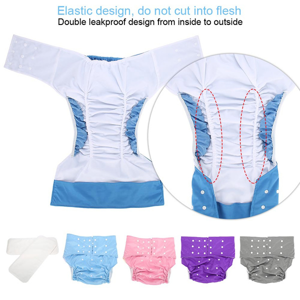 Rdeghly 5 Colors Washable Adult Pocket Nappy Cover Adjustable Reusable Diaper Cloth Reusable Adult Nappy Adult Pocket Diaper