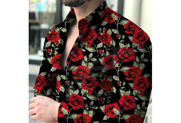 MEN`S Flower Shirt/Floral Shirt Autumn Winter Long-sleeve Button Up Shirt Fashion Male Casual (S-3XXXL) | Wish