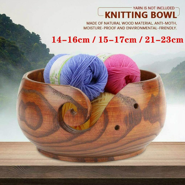 Handmade Wooeden Knitting Yarn Bowl Wool Tool Storage Needles Yarn Crochet  Hooks