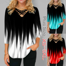 blouse, sleeve v-neck, Plus size top, Tops & Blouses