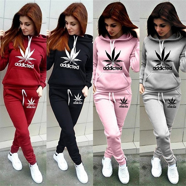 New Fashion Women Track Suits Sports Wear Jogging Suits Ladies Hooded  Tracksuit Set Clothes Hoodies+Sweatpants Casual Suits