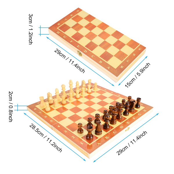 Chess Board Game, Outdoor Wooden Chess Set, Easy Storage Portable