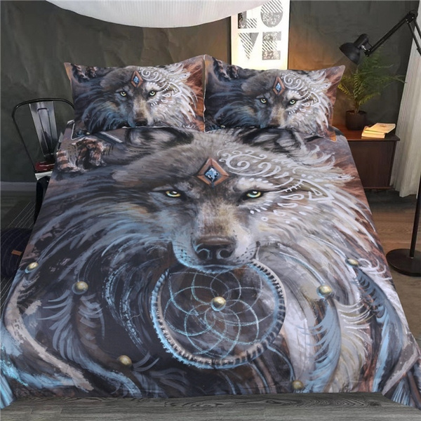 3pcs Wolf Warrior Sunima Bedding Set 3d, Wolf Double Duvet Cover Uk