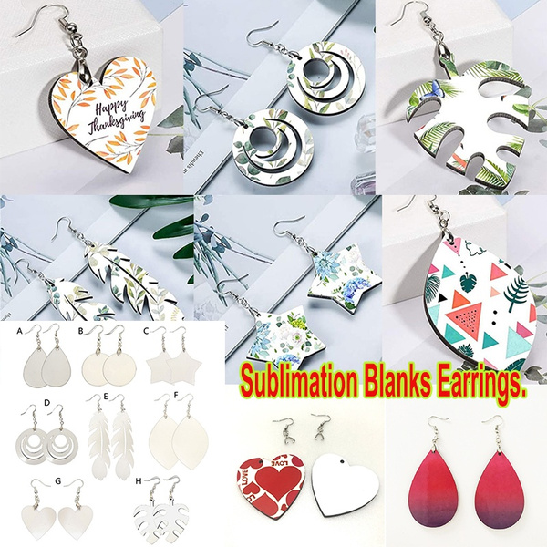 6 Pairs Handmade Wooden Sublimation Blanks Earring MDF Sublimation