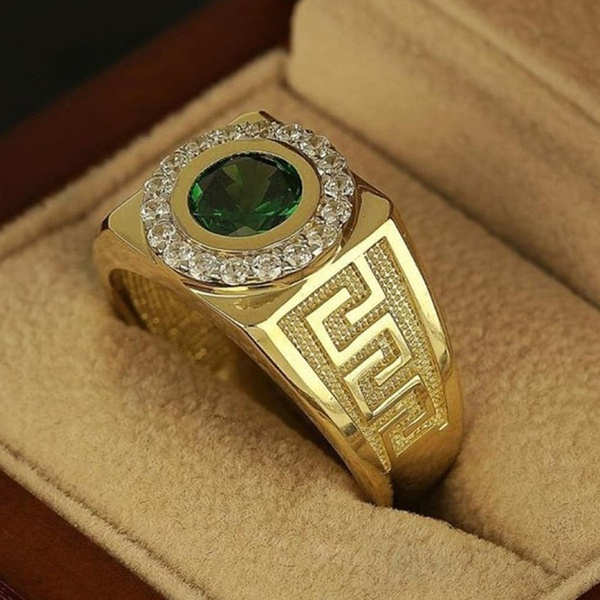 Lanmi 14K White Gold Natural Men's Emerald Ring India | Ubuy