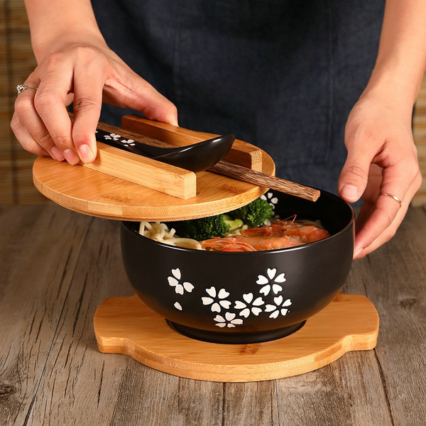 Japanese Style Rice Noodle Bowl Ceramic Salad Soup Bowl Kitchen Dinnerware Set 