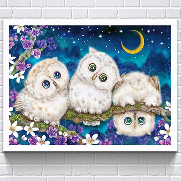 Animal Cute Owls DIY 5D Diamond Painting Full Drill with Number Kits Home  and Kitchen Fashion Crystal Rhinestone Cross Stitch Embroidery Paintings  Canvas Pictures Wall Decoration Gifts Arts and Crafts for Adults
