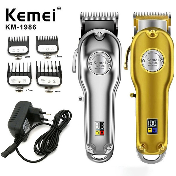 Kemei KM-1986 Professional Clipper All-metal Rechargeable Hair Trimmer for  Barber Men Electric Beard Shaver Hair Clipper EU/US/AU/UK Plug