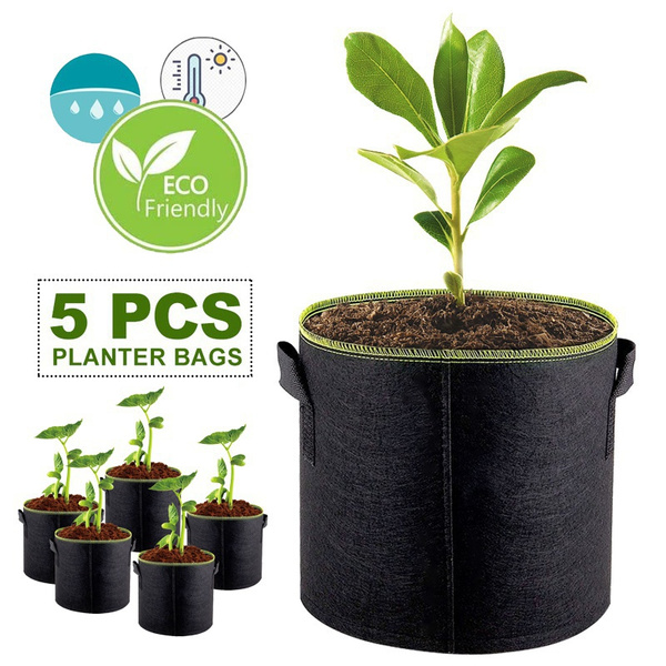 5 Pack Premium Grow Bags, Heavy Duty Nonwoven Fabric Plants Pots