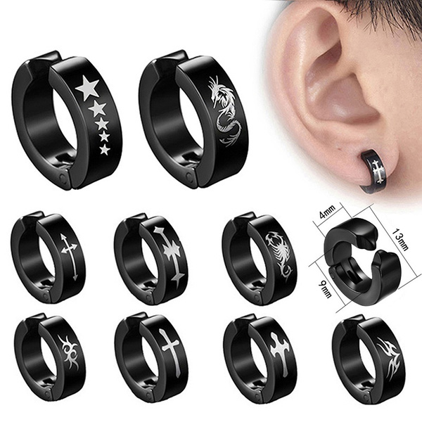 Fashion Ear Clip Earrings Titanium Steel No Pierced Ear Clip Earring Fake  Piercing Ear Cuff Punk Women Men Earrings Jewelry (Only 1pcs Not 1pair)