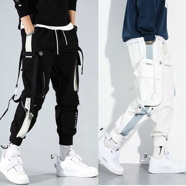 Men's Cargo Jogger Casual Buckle Multi-pocket Overalls Loose Hip Hop ...