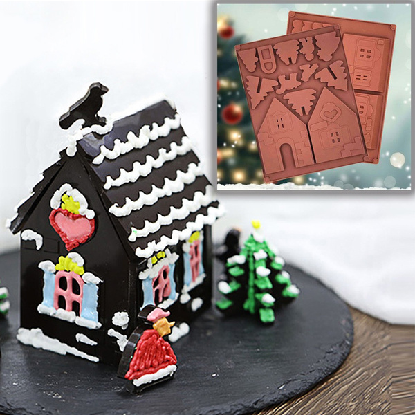 Wholesale Christmas Gingerbread House Shape Silicone Mold for Fondant Cake  Chocolate Decorating Tool gray From China