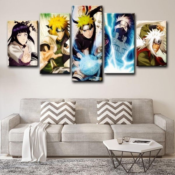 5 Panels Anime Naruto Namikaze Minato Kakashi Hinata Print Poster ...