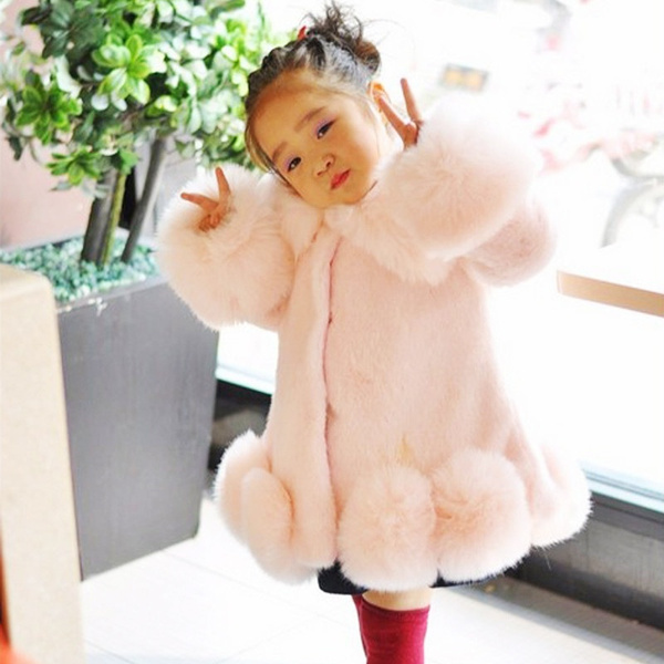 New Little Girls Coat Thick Faux Fur, Toddler Girl Faux Fur Vest Coat