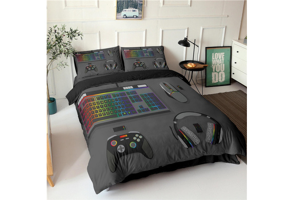 3D Game Controller Print Bedding Comforter Set Twin Full Queen King Size Gamepad Bed Duvet Cover Set & Pillowcase for Fan
