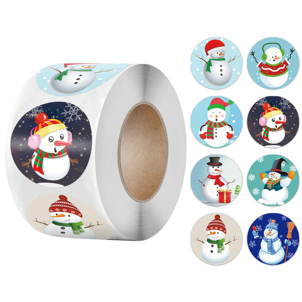 100pcs Round Merry Christmas Thank You Stickers 8 Designs Seal Labels ...