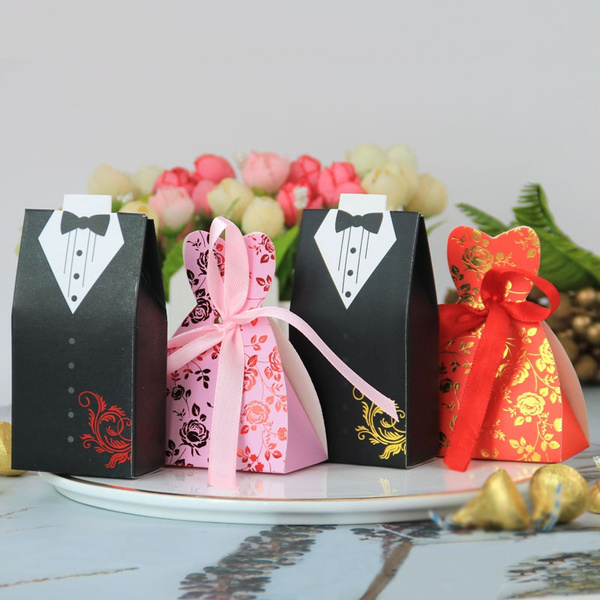 50Pcs Bride and Groom Wedding Favour Candy Boxes Sweets Gift For Guest 50Pcs Bride and Groom Wedding Favour Candy Boxes Sweets Gift For Guest