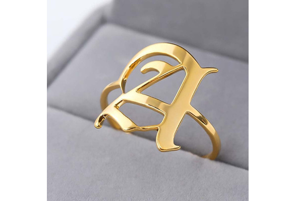 Fridja Jewelry Personalized Gold Bold Initial Letter Open Ring Adjustable  Women Statement Rings Party|Women Signet Ring|18K Gold Plated Open Alphabet  Rings|Letter A to Z - Walmart.com