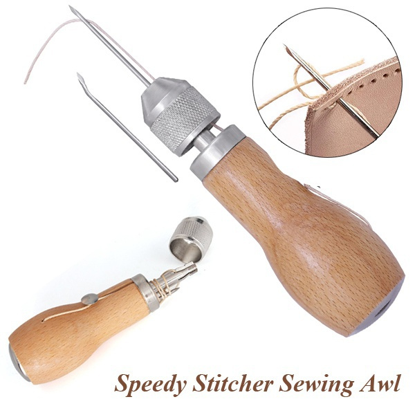 1Pcs Professional Speedy Stitcher Sewing Awl Hand Stitcher Repair Tool with  2pcs Needles Coil and Yarn for Leather Sail Canvas Heavy Repair