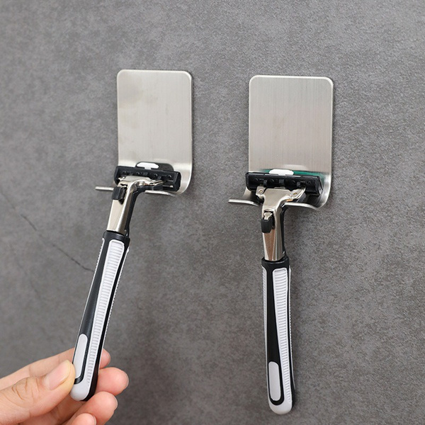 Stainless Steel Shaver Shelf Razor Holder Self Adhesive Bathroom Rack Razor Y9R4 