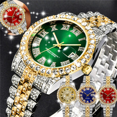 hip hop jewelry, gold, Waterproof, steel watch