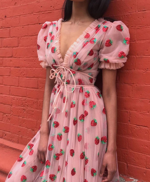 strawberry dress prom