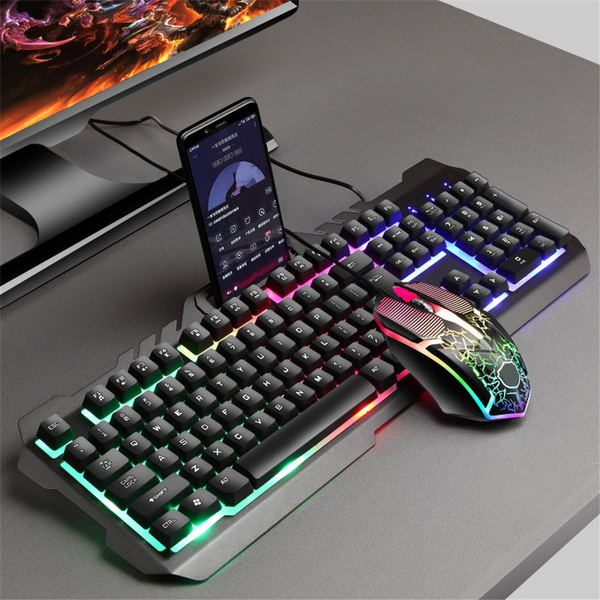 Gaming Keyboard and Mouse Combo Rainbow Breathing LED Backlit Keyboards ...