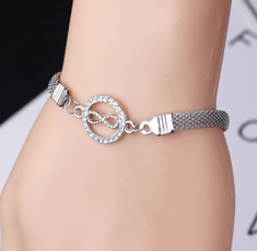 Charm Bracelet, Sterling, DIAMOND, Infinity