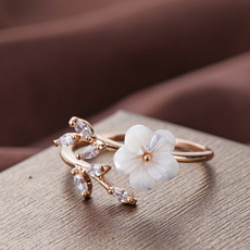 Engagement, Rose Gold Ring, gold, flowerring