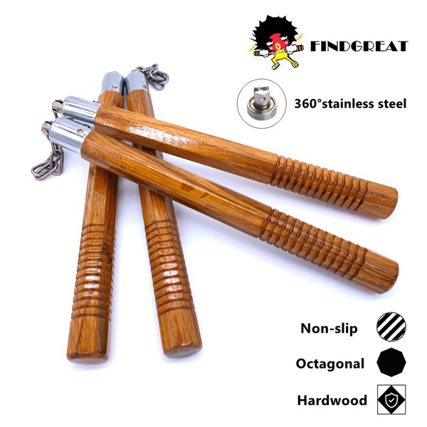 Nonslip Solid Wooden Nunchaku Adult Nunchucks Sports Accessories Fitness& Training Equipment