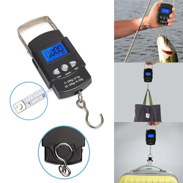 High Quality 50kg Portable Electronic Hanging Portable Scale With Tape  Measure Express Scale Fishing Scale
