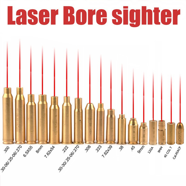 Red Dot Laser Bore Sight Brass CAL Cartridge Bore Sighter For Rifle Scope Hunt 