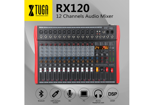 XTUGA RX120 12-Channel Professional USB Audio Mixer Sound Card