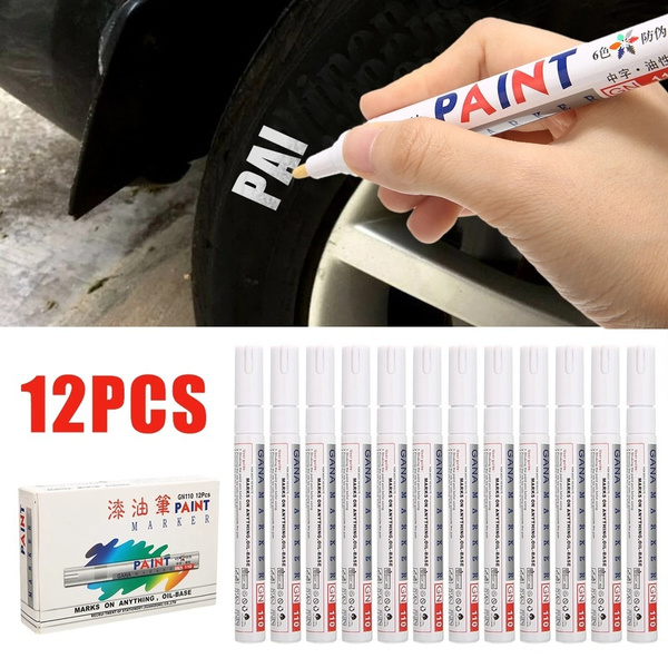 12Pcs White Waterproof Rubber Permanent Paint Marker Pen Car Tire