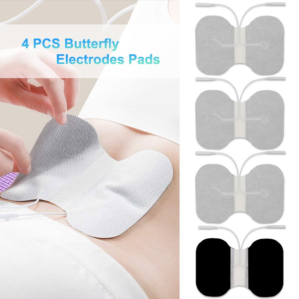 TENS Unit Replacement Pads, 4PCS 4.3” x 6” Adhesive Electrode Pads for  Electrotherapy, EMS Muscle Stimulation Machine, Butterfly Shape