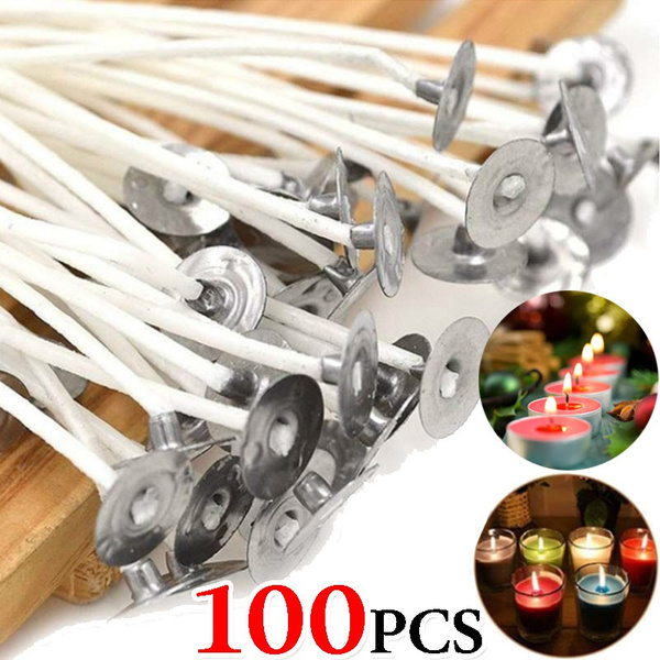 100pcs Candle Wick Natural Cotton Wicks With Holder For Diy Candles Making Arts Crafts Supplies Wish - Candle Wick Holders Diy