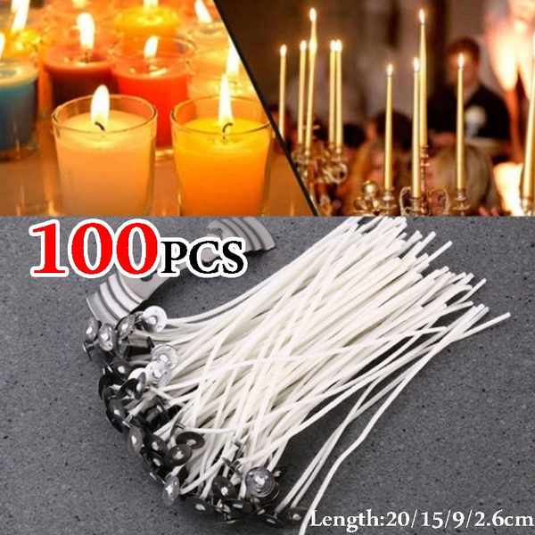 100pcs Low Smoke Natural Cotton Candle Wicks with Wick Holder Bracket ...