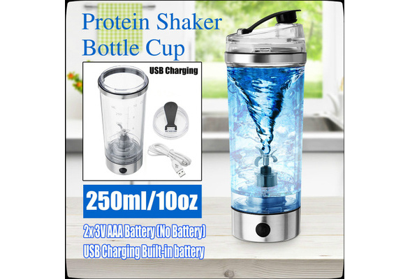 New 2 Styles 250ML / 10 OZ Portable Protein Shaker Tornado Mixer HandHeld  Battery Operated Bottle Cup 2x 3V AAA Battery Type/USB Charging Built-in