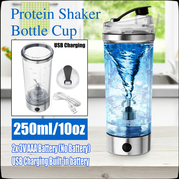New 2 Styles 250ML / 10 OZ Portable Protein Shaker Tornado Mixer HandHeld  Battery Operated Bottle Cup 2x 3V AAA Battery Type/USB Charging Built-in