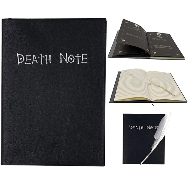 A5 Anime Death Note Notebook Set Leather Journal Feather Pen Journal Cosplay Props Wish